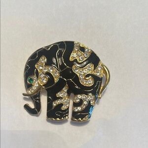 Black and Gold Elephant Brooch